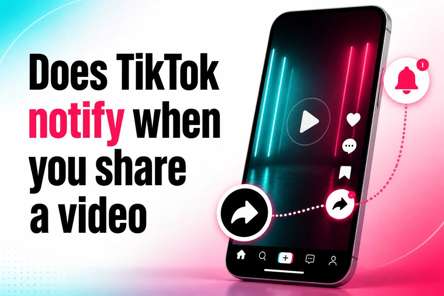 does-tiktok-notify-when-you-share-a-video-e1550 Smartphone showing TikTok share options with a question mark about whether creators get notified
